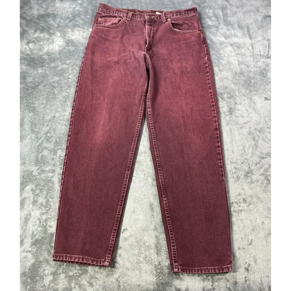 Vintage Levi's 550 Red Tab Jeans Mens 34x28 USA Made Burgundy Faded 90s